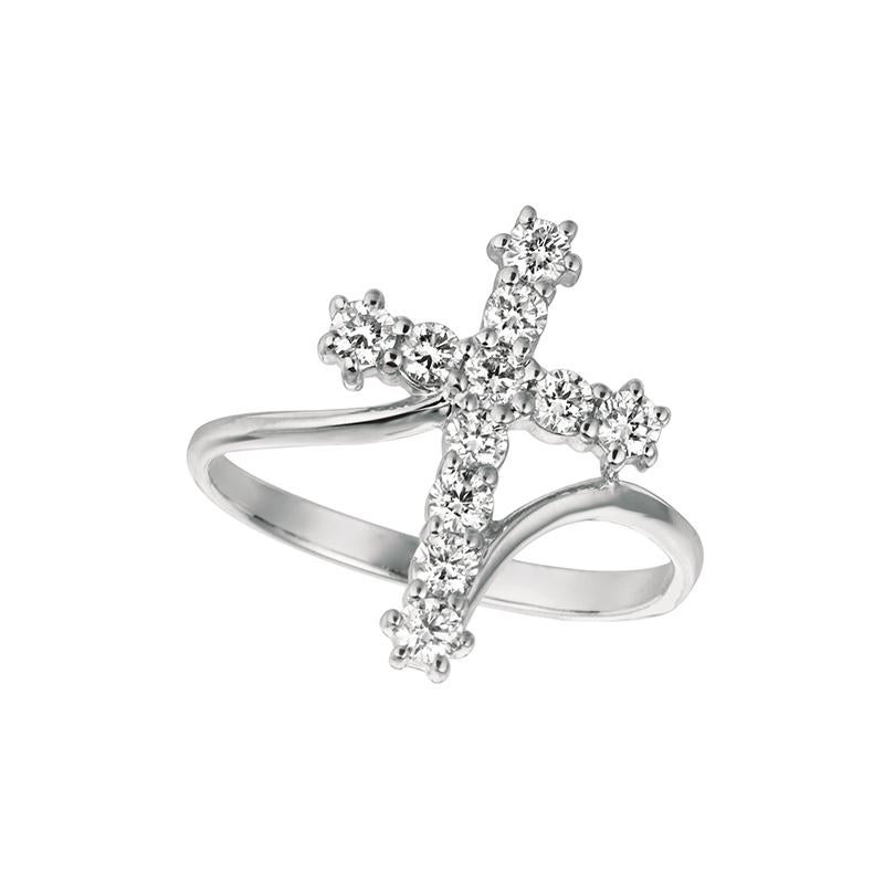 For Sale:  0.50 Carat Natural Diamond Cross Ring G SI 14K White Gold 3