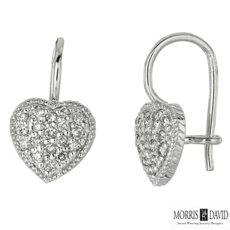 Modern 0.50 Carat Natural Diamond Earrings G SI 14K White Gold For Sale