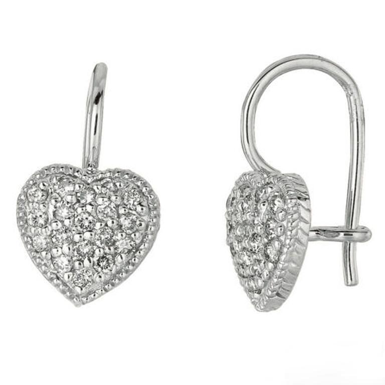 0.50 Carat Natural Diamond Earrings G SI 14K White Gold In New Condition For Sale In New York, NY