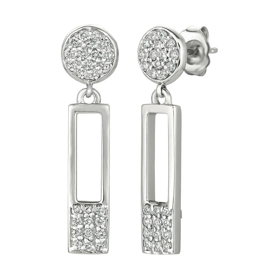 0.50 Carat Natural Diamond Earrings G SI 14k White Gold