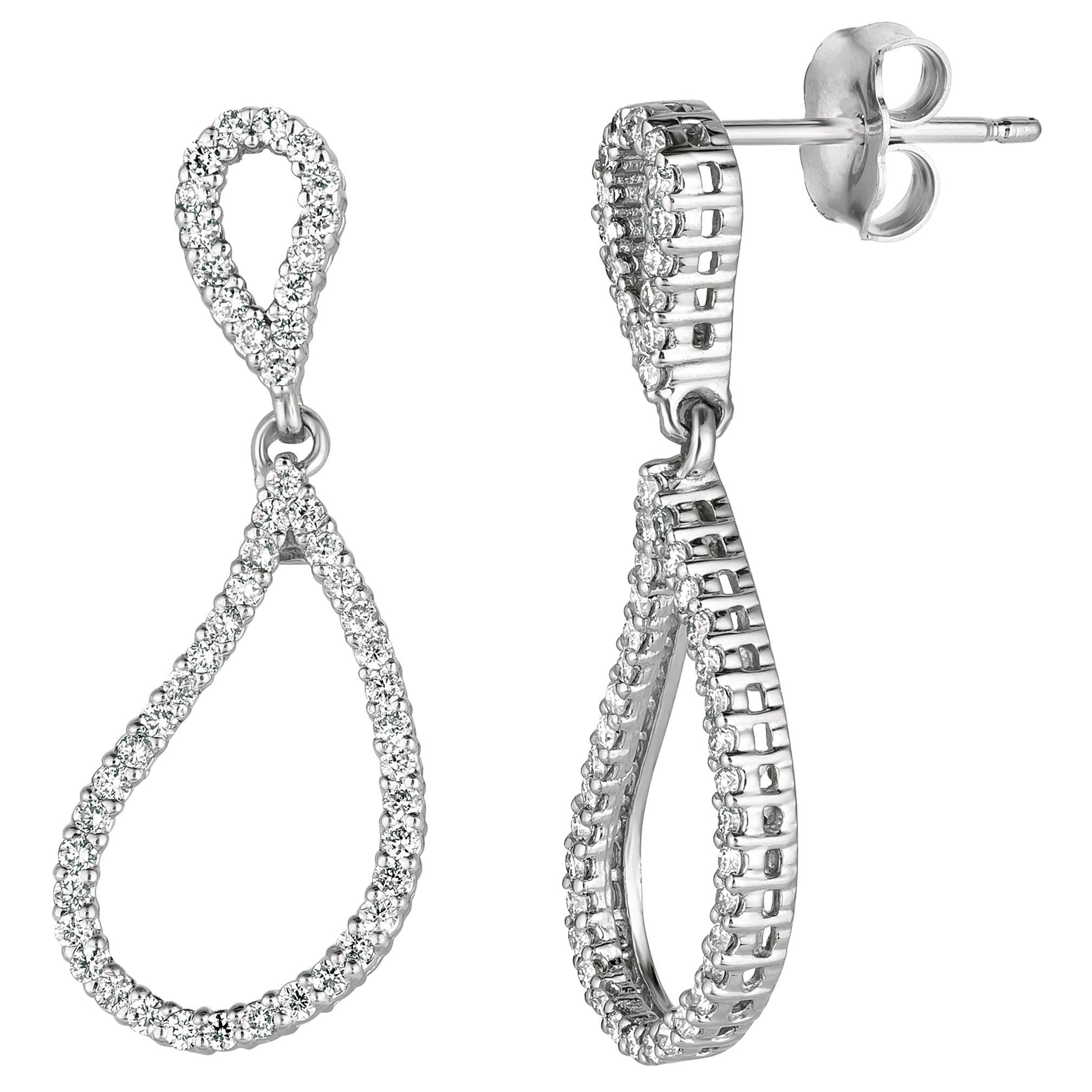 Boucles d'oreilles en or blanc 14 carats avec diamants naturels de 0,50 carat G SI