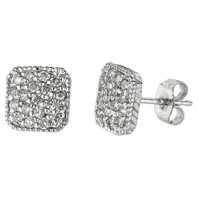 0.50 Carat Natural Diamond Earrings G SI 14K White Gold For Sale