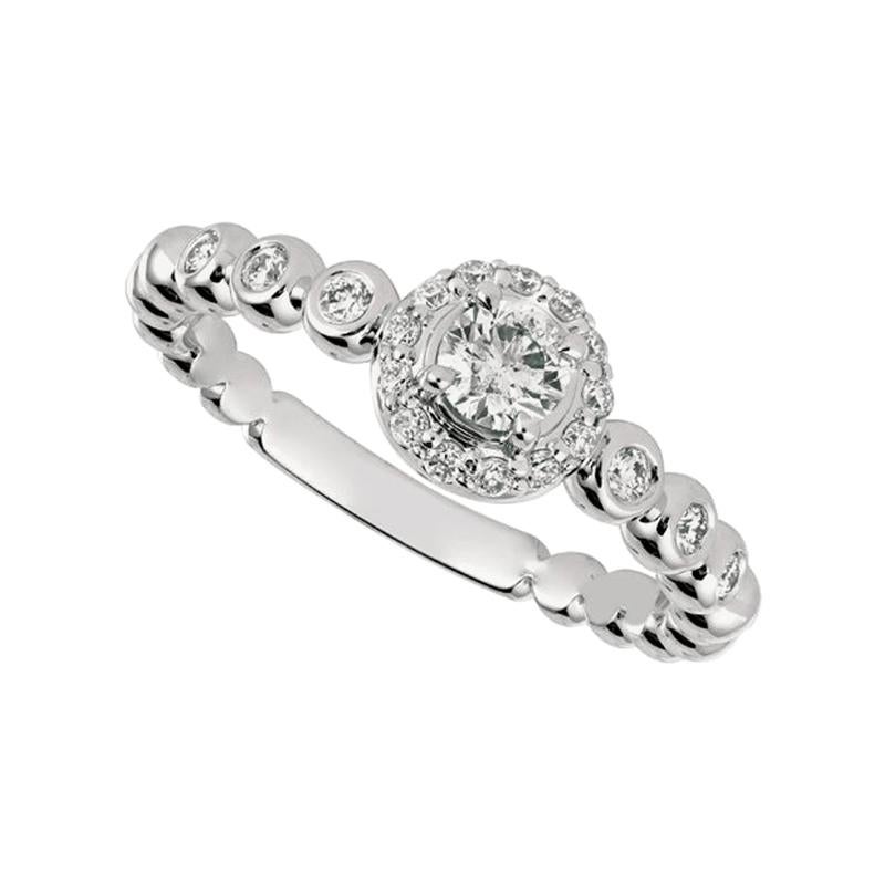 Bague de fiançailles en or blanc 14 carats avec diamants naturels de 0,50 carat G SI