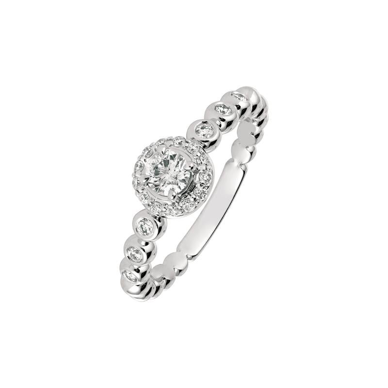 Round Cut 0.50 Carat Natural Diamond Engagement Ring G SI 14 Karat White Gold For Sale