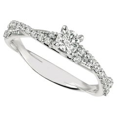 0.50 Carat Natural Diamond Engagement Ring G SI 14K White Gold