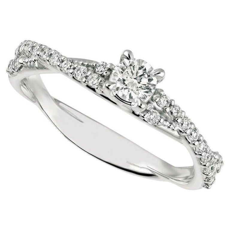 Bague De Fiançailles Or Blanc 14K Avec Diamant Simulé 2ct - Taille US 5.5 - Personnalisable