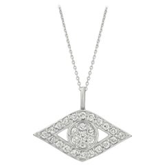 0.50 Carat Natural Diamond Eye Pendant Necklace 14 Karat White Gold Chain