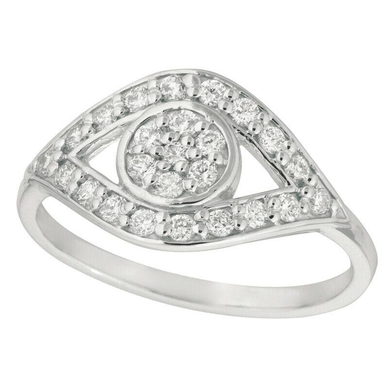 For Sale:  0.50 Carat Natural Diamond Eye Ring Band 14K White Gold 2