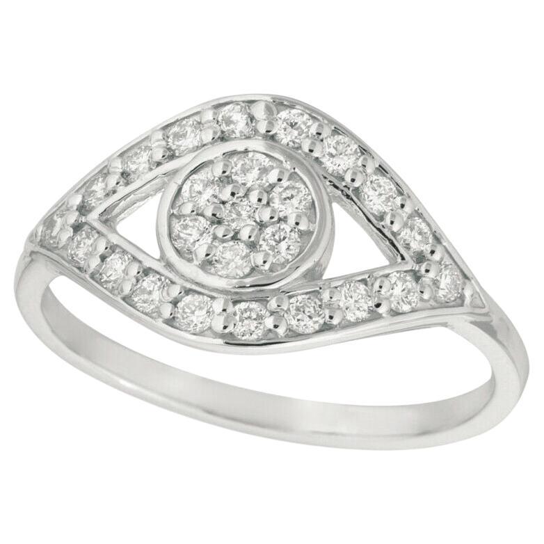 For Sale:  0.50 Carat Natural Diamond Eye Ring Band 14K White Gold