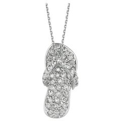 Collier pendentif en or blanc 14 carats avec chaîne et diamants naturels de 0,50 carat