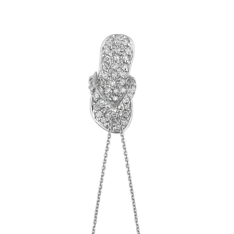 0,50 Karat natürlicher Diamant Flip Flop Halskette Anhänger 14 Karat Weißgold Kette (Zeitgenössisch) im Angebot