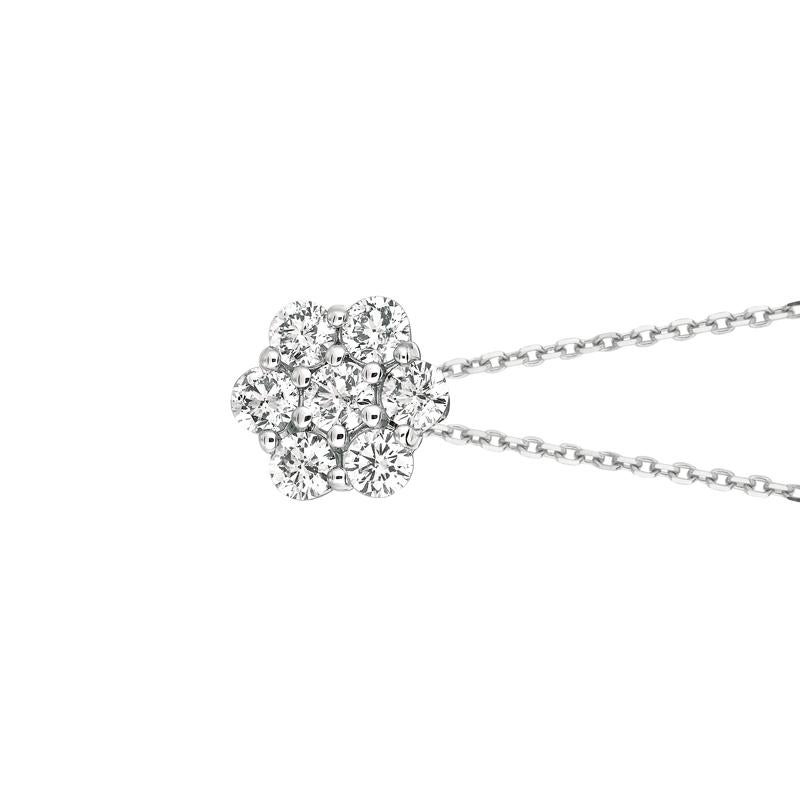 0.50 Carat Natural Diamond Flower Necklace 14K White Gold G SI 18 inches chain

100% Natural Diamonds, Not Enhanced in any way Round Cut Diamond Necklace
0.50CT
G-H
SI
14K White Gold Prong style 1.50 gram
5/16 inches in height, 5/16 inches in