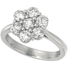 0.50 Carat Natural Diamond Flower Ring G SI 14 Karat White Gold