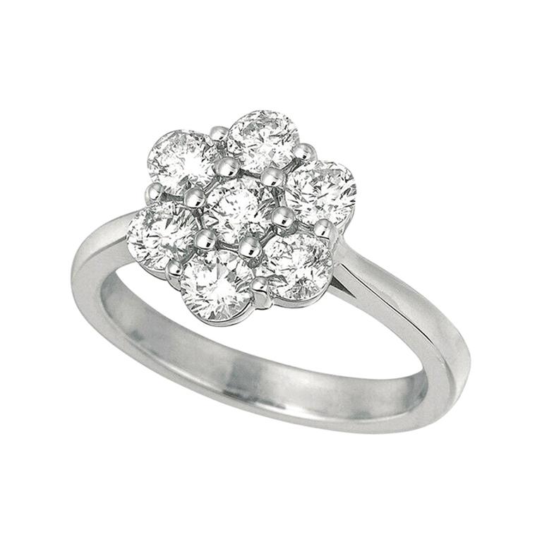 Im Angebot: 0,50 Karat natürlicher Diamant-Blumenring G SI 14 Karat Weißgold ()