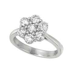 0.50 Carat Natural Diamond Flower Ring G SI 14 Karat White Gold