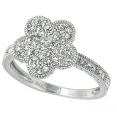 0,50 Karat natürlicher Diamant-Blumenring G SI 14K Weißgold