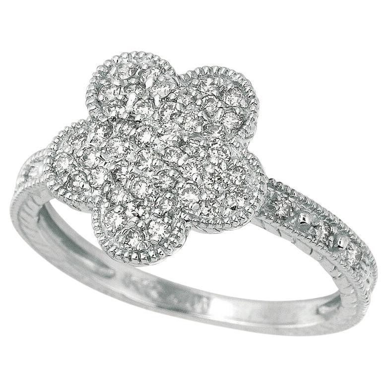 For Sale:  0.50 Carat Natural Diamond Flower Ring G SI 14K White Gold