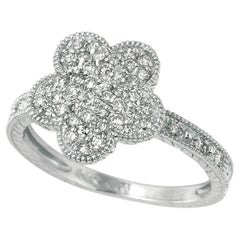 0.50 Carat Natural Diamond Flower Ring G SI 14K White Gold