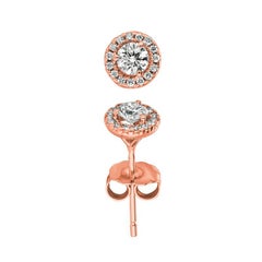 0,50 Karat Naturdiamant Halo-Ohrringe G SI 14 Karat Roségold