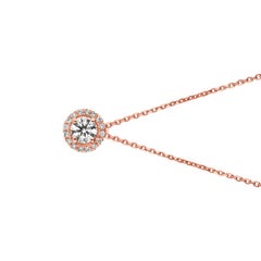 Collana aureola con diamanti naturali da 0,50 carati, oro rosa 14 carati, catena G SI