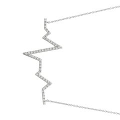 0.50 Quilates Diamond Natural Heart Beat Necklace Pendant 14 Karat White Gold Chain