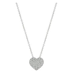 0.50 Carat Natural Diamond Heart Necklace Pendant 14 Karat White Gold G SI