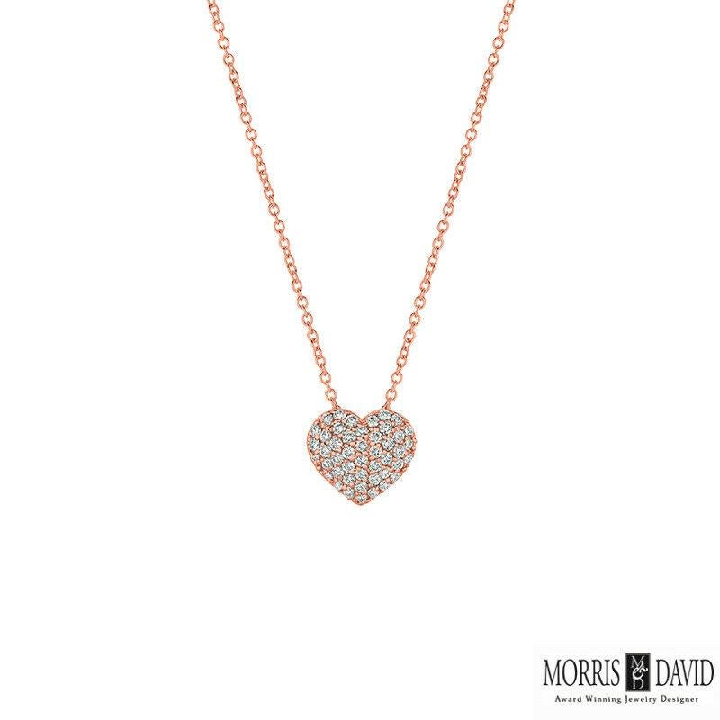 Contemporary 0.50 Carat Natural Diamond Heart Necklace Pendant 14 Karat White Gold G SI For Sale