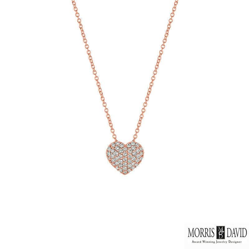 Contemporary 0.50 Carat Natural Diamond Heart Necklace Pendant 14 Karat White Gold G SI For Sale