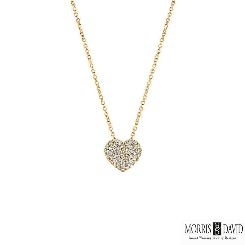 Round Cut 0.50 Carat Natural Diamond Heart Necklace Pendant 14 Karat White Gold G SI For Sale