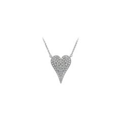 0.50 Carat Natural Diamond Heart Necklace Pendant 14K White Gold G SI