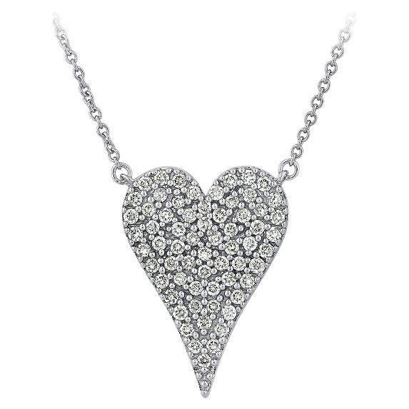 0.50 Quilates Colgante Collar Corazón Diamante Natural Oro Blanco 14K G SI en venta