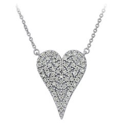 0.50 Carat Natural Diamond Heart Necklace Pendentif 14K White Gold G SI