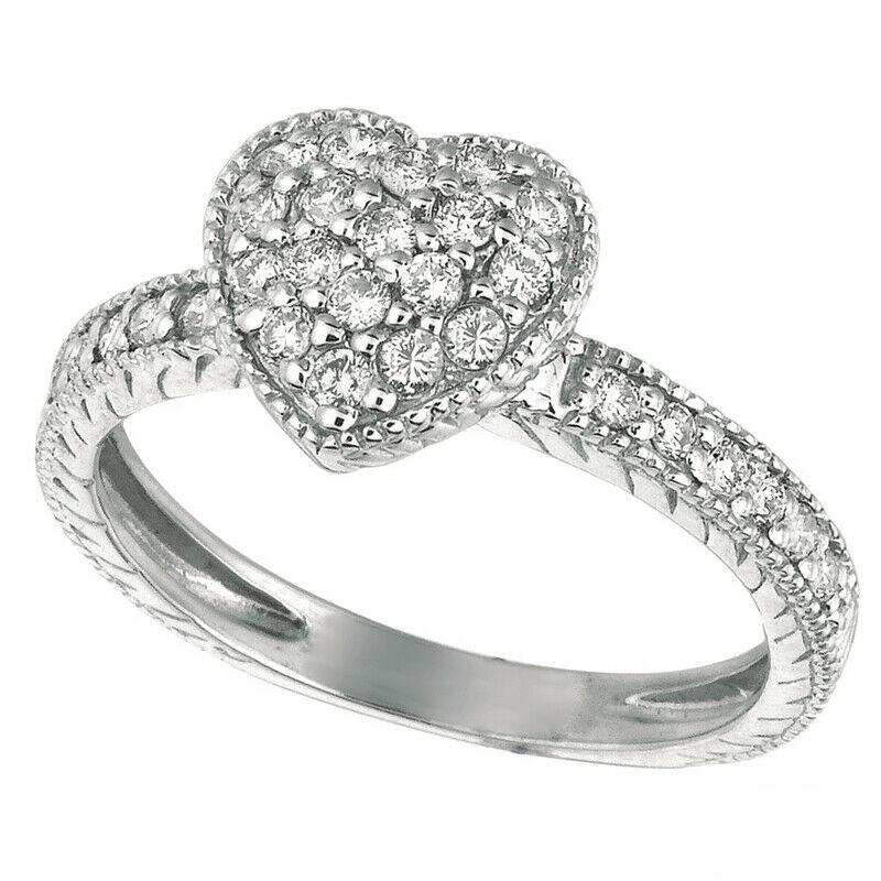 For Sale:  0.50 Carat Natural Diamond Heart Ring G SI 14K White Gold Condition New with Tag 2