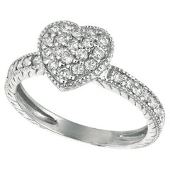 Bague cœur en or blanc 14 carats avec diamants naturels de 0,50 carat G SI État neuf avec étiquette