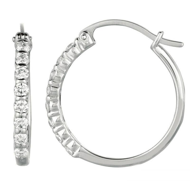 0.50 Carat Natural Diamond Hoop Earrings G SI 14K White Gold

100% Natural, Not Enhanced in any way Round Cut Diamond Earrings
0.50CT
G-H 
SI  
14K White Gold  2.6 grams, Pave style 
3/4 inch in height, 1/10 inch in width
16 diamonds

E5466.50W
ALL