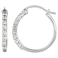 Pendientes de aro de diamante natural de 0,50 quilates GSI de oro blanco de 14k