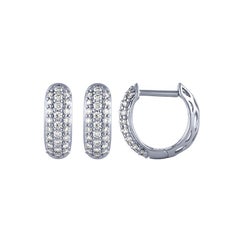 Orecchini a cerchio con diamanti naturali da 0,50 carati G SI in oro bianco 14K