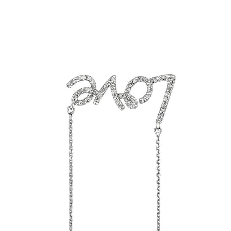 Contemporary 0.50 Carat Natural Diamond Love Necklace Pendant 14 Karat White Gold G SI For Sale