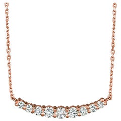 0.50 Carat Natural Diamond Necklace 14 Karat Rose Gold G SI 9 Stones