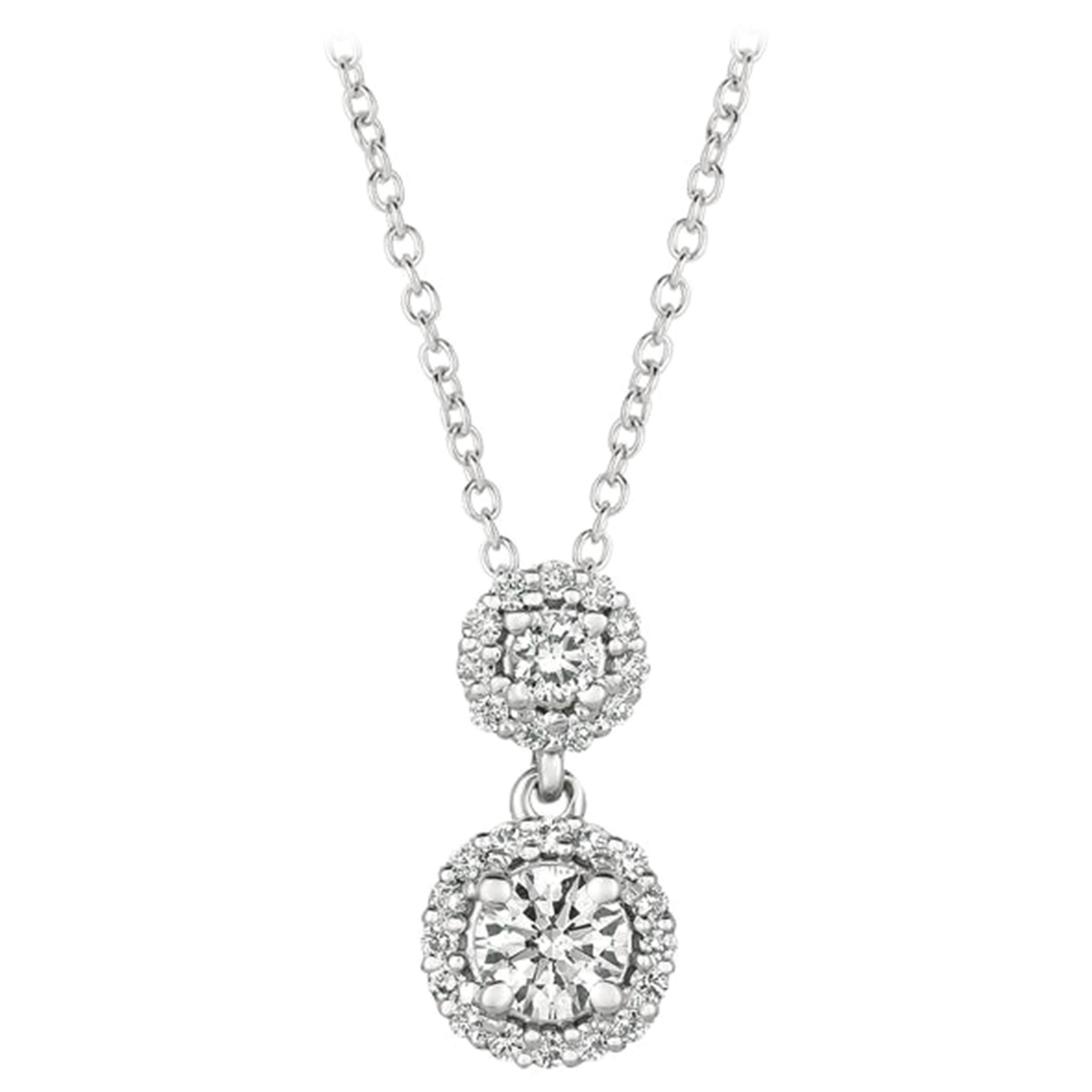 0.50 Carat Natural Diamond Necklace 14 Karat White Gold G SI Chain