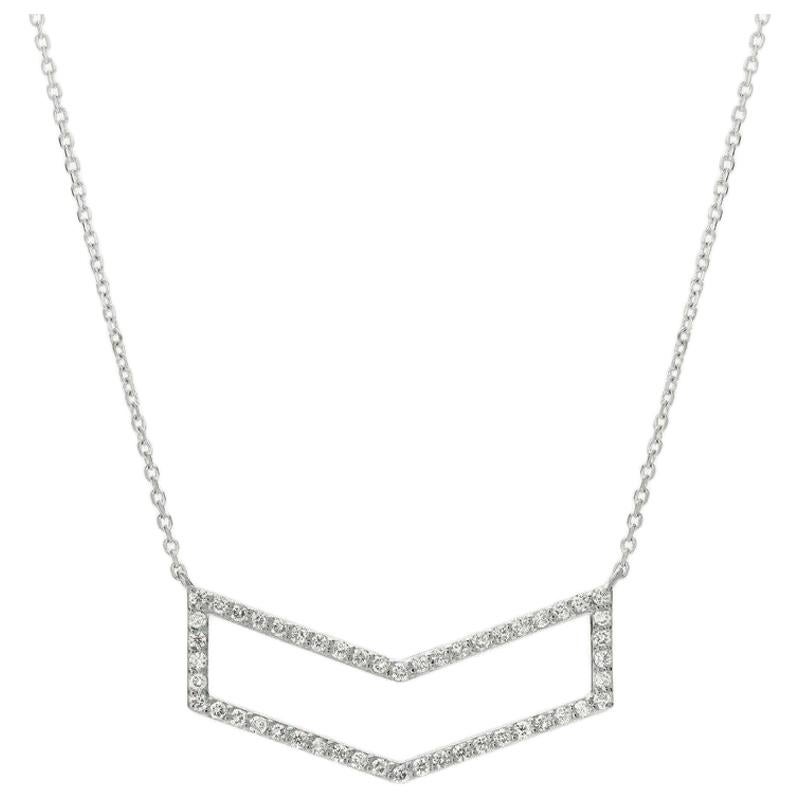 0.50 Carat Natural Diamond Necklace 14 Karat White Gold G SI Chain