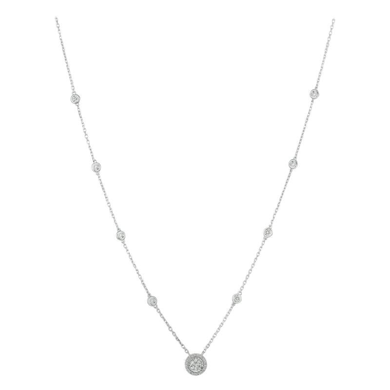 0.50 Carat Natural Diamond Necklace 14 Karat White Gold G SI
