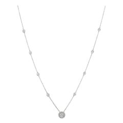 0.50 Carat Natural Diamond Necklace 14 Karat White Gold G SI