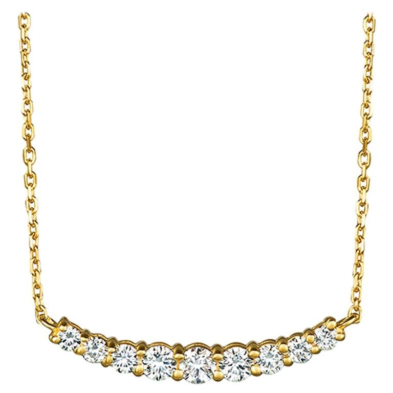 0.50 Carat Natural Diamond Necklace 14 Karat Yellow Gold G SI 9 Stones For Sale