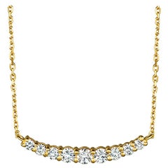 0.50 Carat Natural Diamond Necklace 14 Karat Yellow Gold G SI 9 Stones