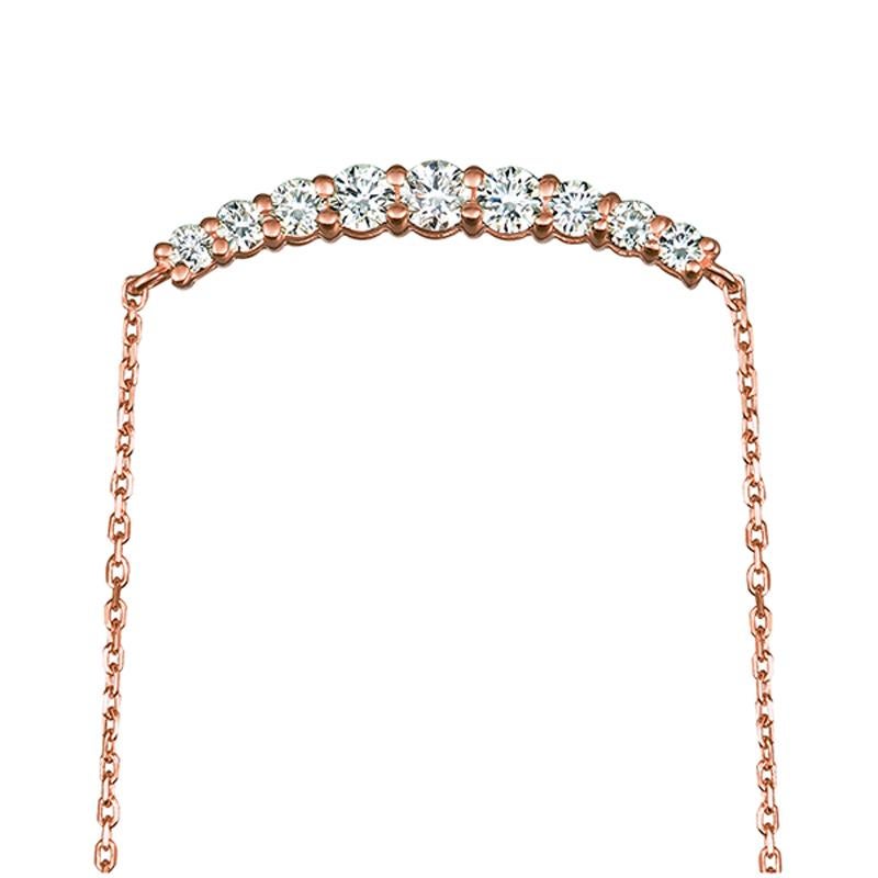 Contemporary 0.50 Carat Natural Diamond Necklace 14 Karat Rose Gold G SI 9 Stones For Sale