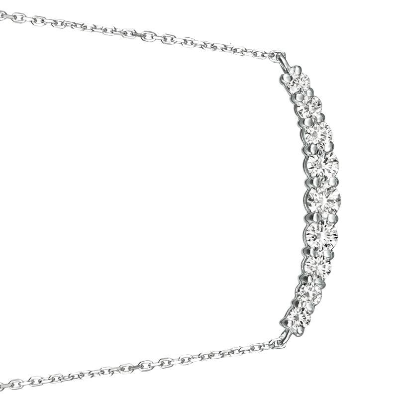Round Cut 0.50 Carat Natural Diamond Necklace 14 Karat White Gold G SI 9 Stones For Sale