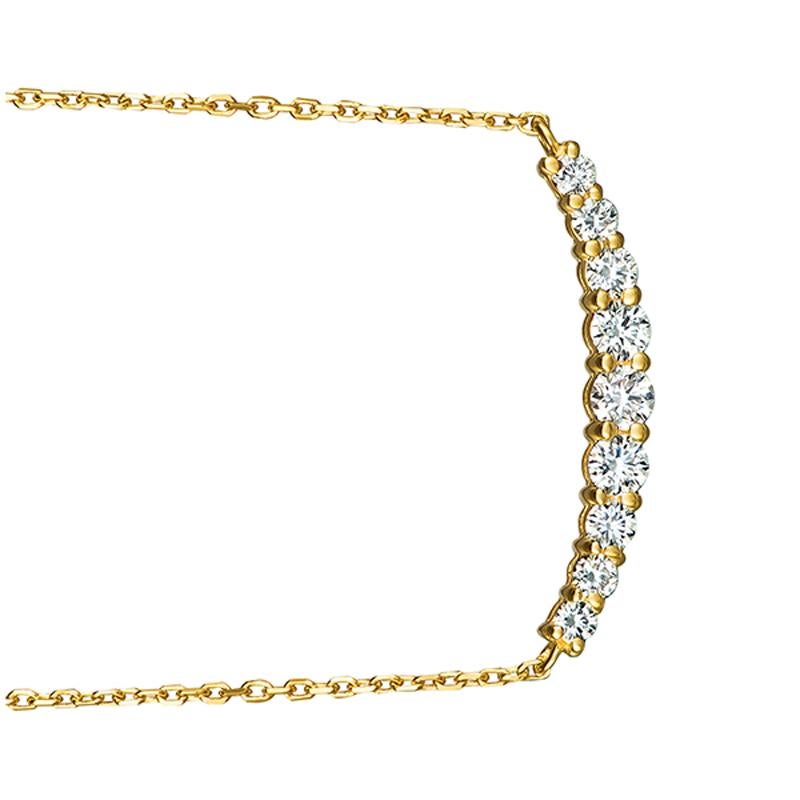Contemporary 0.50 Carat Natural Diamond Necklace 14 Karat Yellow Gold G SI 9 Stones For Sale