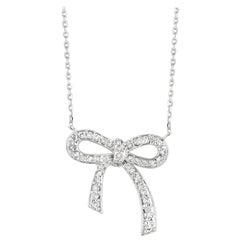 Collar de Diamantes Naturales de 0,50 Quilates Colgante Cadena de Oro Blanco de 14 Kilates G SI