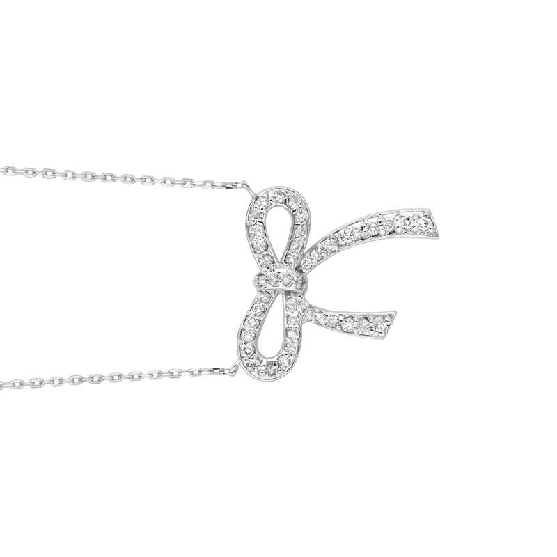 Round Cut 0.50 Carat Natural Diamond Necklace Pendant 14 Karat White Gold G SI Chain For Sale